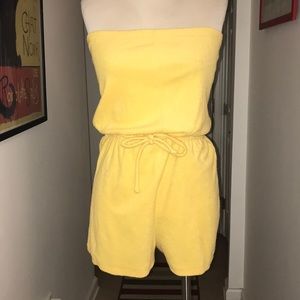 Vintage Danskin Terry Cloth Yellow  Romper Sz L😘